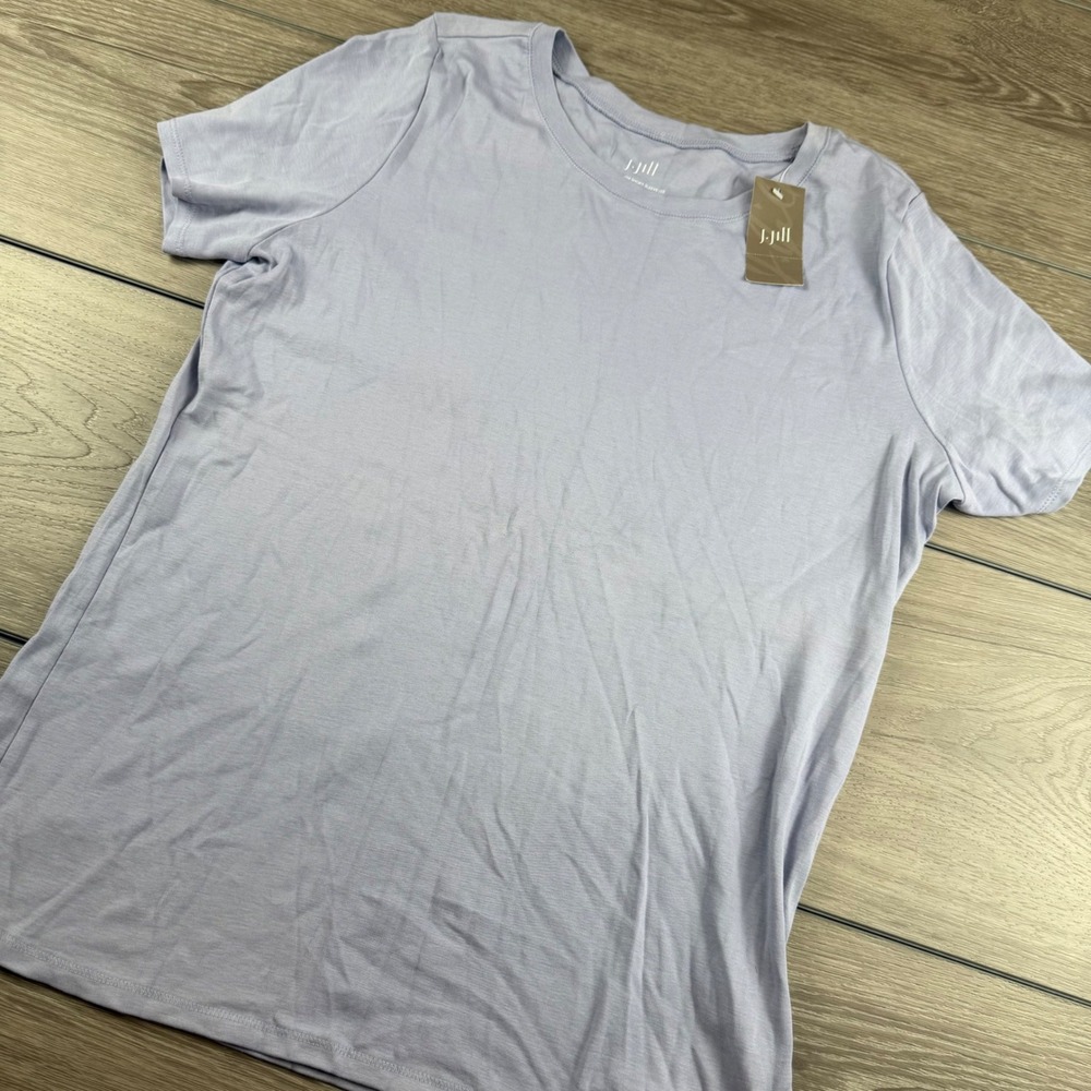 J. Jill Women Pima Cotton Short Sleeve Tee Violet Purple Large